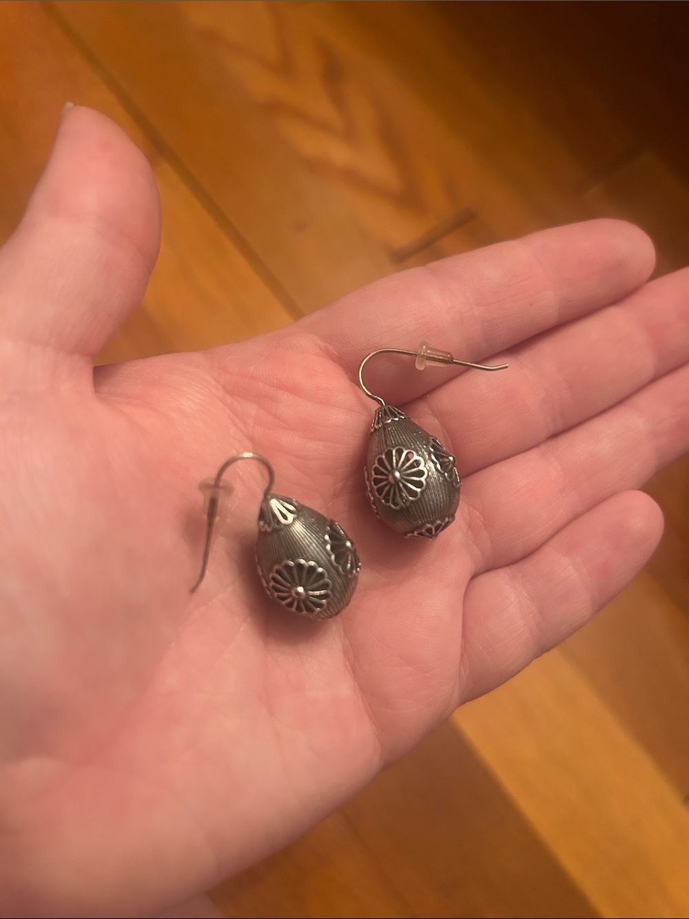 Brighton Silver Teardrop Floral Drop Earrings